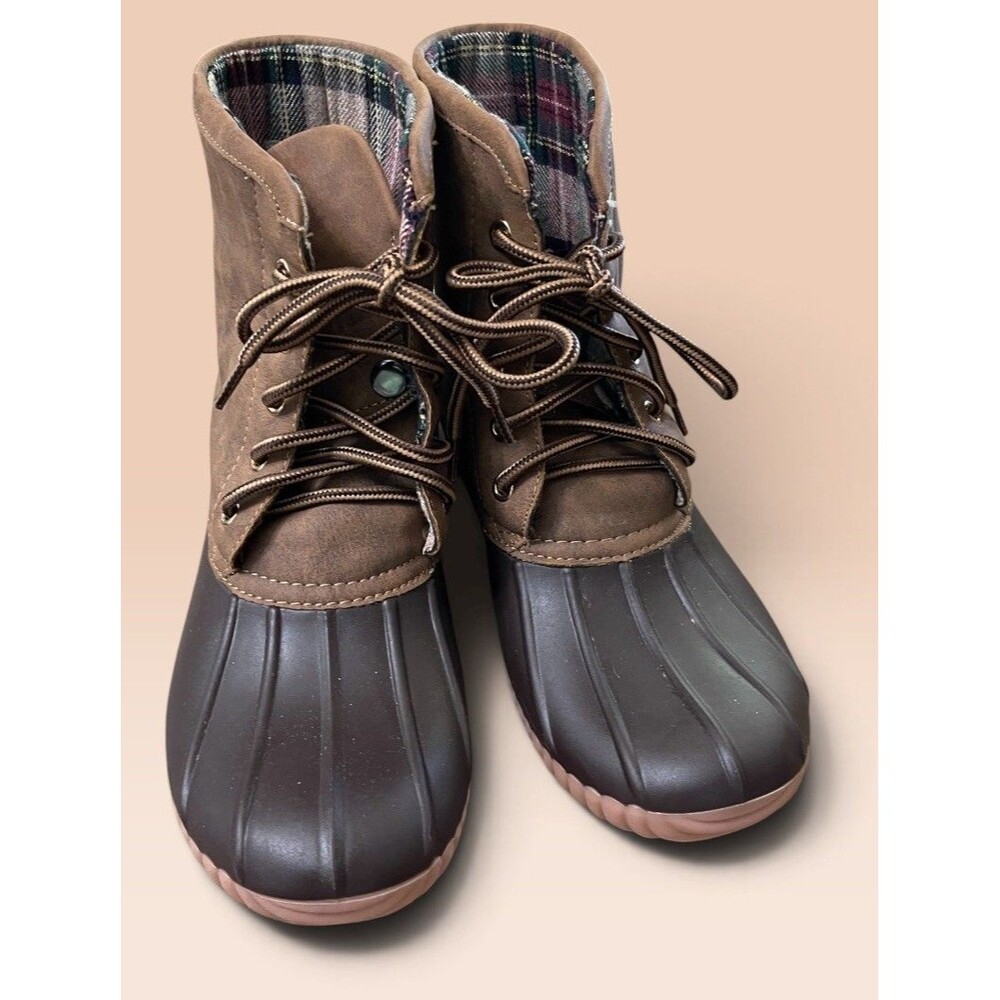 Marleylilly Brown and Tan Women’s Duck Boots Sz 7 Rain Boots